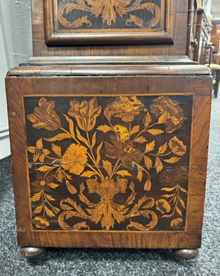 Lot 1134 - EDWARD STANTON, LONDON. A FINE WILLIAM AND MARY PANELLED MARQUETRY 10" LONGCASE CLOCK