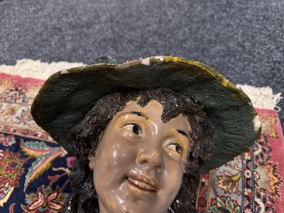 Lot 870 - A LARGE PAIR OF LATE 19TH CENTURY AUSTRIAN POLYCHROME PLASTER BUSTS