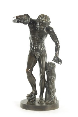 Lot 790 - ISAAK DUCHEMIN. A 19TH CENTURY BROWN SCULPTURE OF A DANCING FAUN