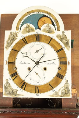 Lot 1123 - TOMLINSON, NEWCASTLE. A RARE EARLY 19TH CENTURY FOUR-TRAIN MUSICAL MAHOGANY LONGCASE CLOCK