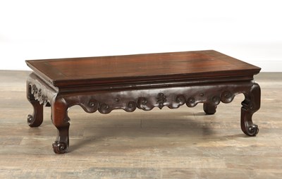 Lot 201 - A 19TH CENTURY CHINESE CARVED HARDWOOD ALTAR TABLE