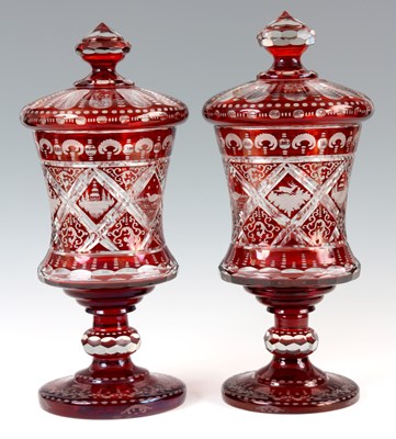 Lot 15 - A LARGE PAIR OF LATE 19TH CENTURY BOHEMIAN...