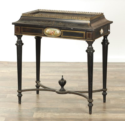 Lot 1344 - A 19TH CENTURY FRENCH BOULLE WORK EBONISED PLANT TABLE