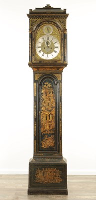 Lot 1032 - JOSEPH ROSE, LONDON. A MID 18TH CENTURY CHINOISERIE LACQUERED LONGCASE CLOCK