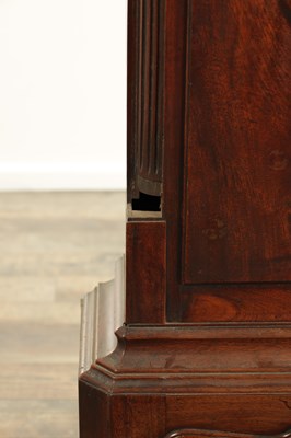 Lot 1126 - WILLIAM BARKER, WIGAN. A GEORGE III FIGURED MAHOGANY LONGCASE CLOCK
