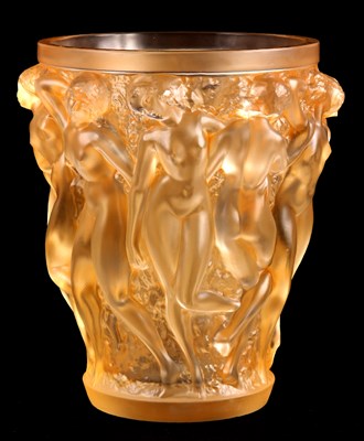 Lot 32 - AN R. LALIQUE BACCHANTES SEPIA STAINED GLASS...