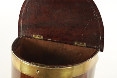 Lot 1206 - A GEORGE III BRASS BOUND MAHOGANY BOTTLE HOLDER