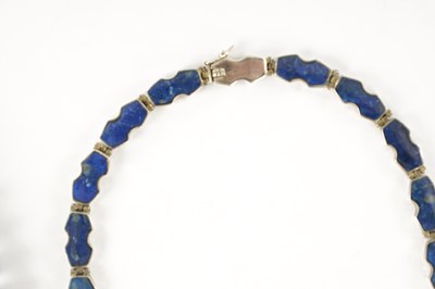 Lot 239 - A 14CT GOLD LAPIS LAZULI BEADED NECKLACE AND A SPANISH SILVER AND LAPIS LAZULI NECKLACE