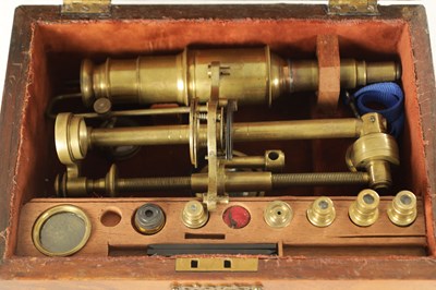 Lot 588 - A LATE GEORGE III CENTURY CHEST TYPE COMPOUND MICROSCOPE
