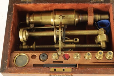 Lot 588 - A LATE GEORGE III CENTURY CHEST TYPE COMPOUND MICROSCOPE