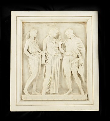 Lot 762 - A CLASSICAL GREEK STYLE WHITE MARBLE PLAQUE