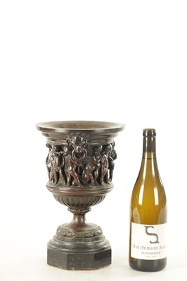 Lot 705 - A 19TH CENTURY NEOCLASSICAL PATINATED BRONZE URN