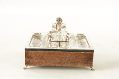 Lot 429 - AN UNUSUAL LATE GEORGIAN SHEFFIELD PLATE AND MAHOGANY DESK STAND