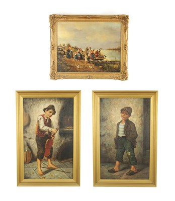 Lot 933 - F. BRIEARD. A LARGE PAIR OF ITALIAN OILS ON CANVAS