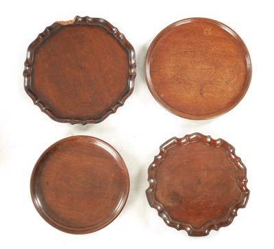 Lot 1218 - TWO LATE GEORGIAN CHIPPENDALE STYLE MAHOGANY DRINKS TRAYS