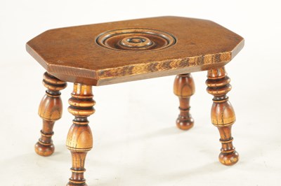 Lot 1205 - A 19TH CENTURY TREENWARE MINIATURE STOOL