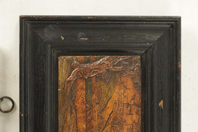 Lot 1199 - AN EARLY CONTINENTAL FINELY CARVED AND POLYCHROME FRAMED WOOD PANEL