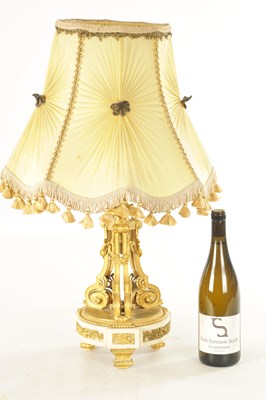 Lot 833 - A 19TH CENTURY FRENCH ORMOLU AND WHITE MARBLE LAMP BASE