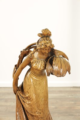 Lot 869 - A LARGE AUSTRIAN ART NOUVEAU FIGURAL TERRACOTTA LAMP
