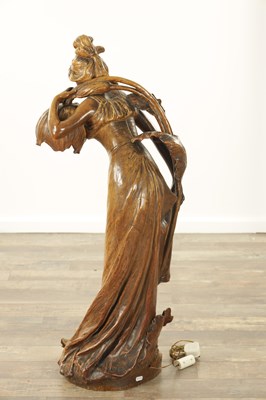 Lot 869 - A LARGE AUSTRIAN ART NOUVEAU FIGURAL TERRACOTTA LAMP