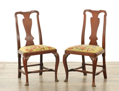 Lot 1244 - A PAIR OF EARLY 18TH CENTURY WALNUT SIDE CHAIRS