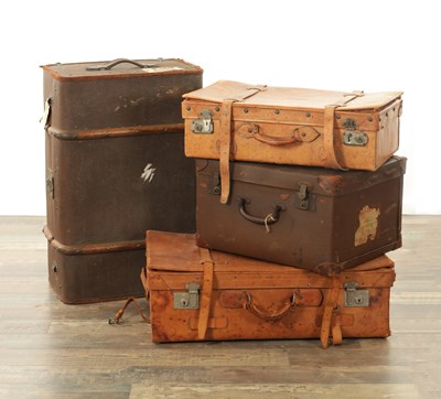 Lot 727 - TWO GOOD VINTAGE TAN LEATHER SUITCASES