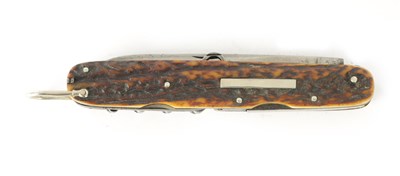 Lot 513 - A LARGE STAGHORN HANDLED FOLDING COACHMAN’S KNIFE BY NEWTON