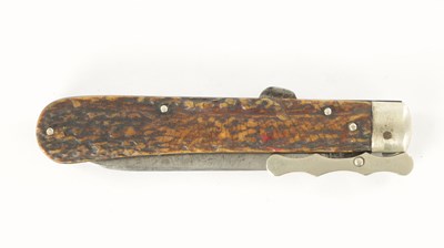 Lot 583 - A LARGE STAGHORN HANDLED LOCKING KNIFE BY NORFOLKS, SHEFFIELD, NO.6