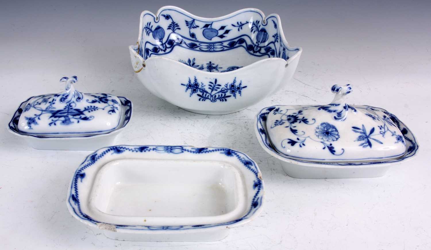 Lot 75 - TWO MEISSEN BLUE AND WHITE GRADUATED SMALL...