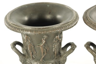 Lot 749 - A PAIR OF 18TH CENTURY STYLE GRAND TOUR PATINATED BRONZE MEDICI VASES