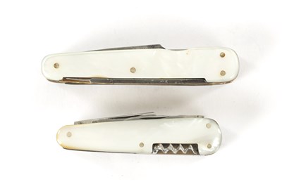 Lot 542 - TWO EARLY 20TH CENTURY MOTHER OF PEARL AND STEEL MULTI-TOOL FOLDING KNIVES