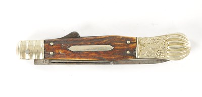 Lot 551 - A LARGE LATE 19TH CENTURY STAGHORN LOCKING FOLDING KNIFE BY ALEXANDER, SHEFFIELD