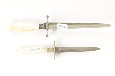Lot 564 - TWO MOTHER OF PEARL HANDLED STILETTO DAGGERS