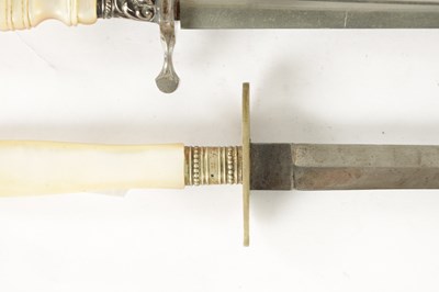 Lot 564 - TWO MOTHER OF PEARL HANDLED STILETTO DAGGERS