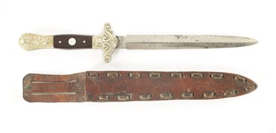 Lot 506 - A 19TH CENTURY NICKEL MOUNTED BOWIE KNIFE