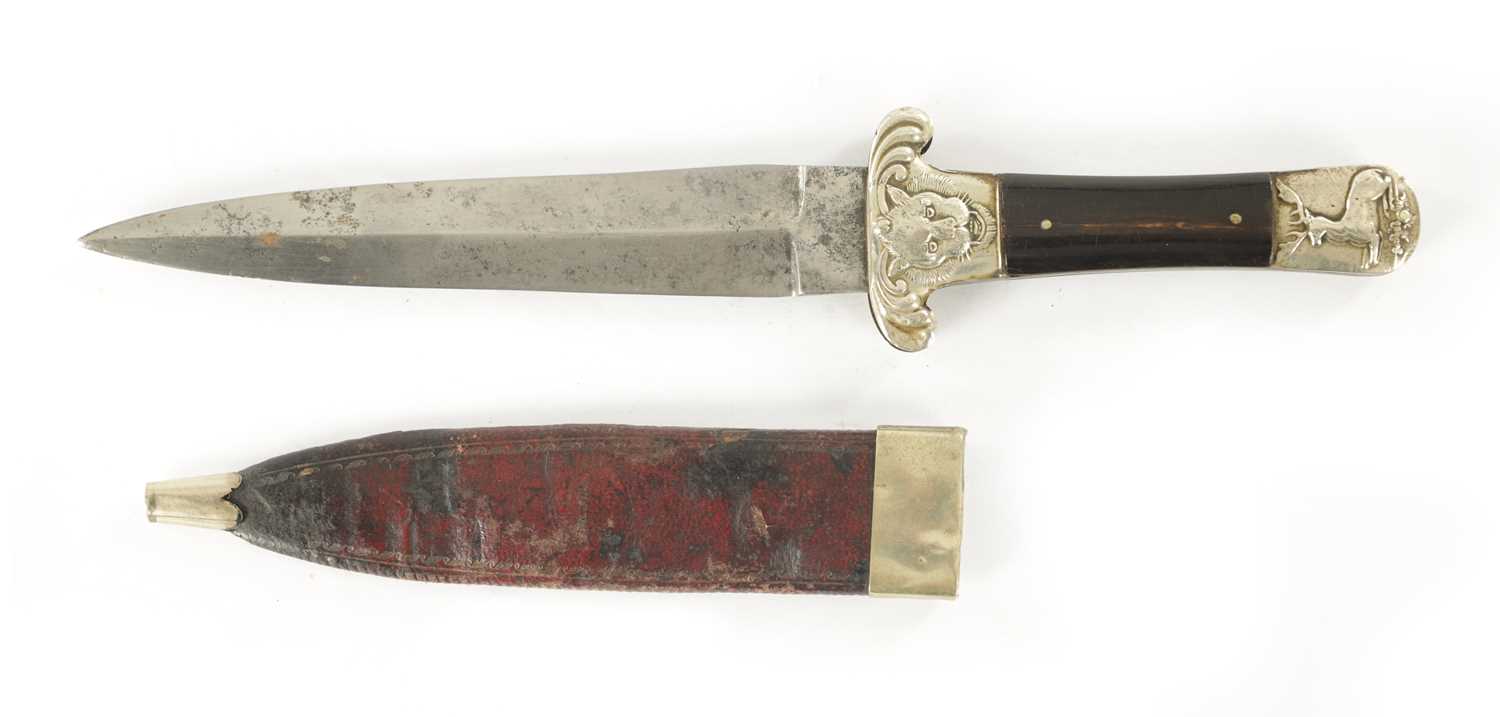 Lot 540 - A 19TH CENTURY NICKEL MOUNTED BOWIE KNIFE