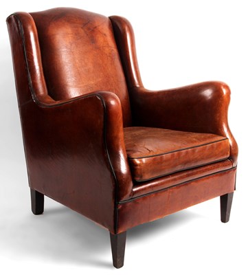 Lot 765 - A Brown Leather CLUB CHAIR of good colour and...