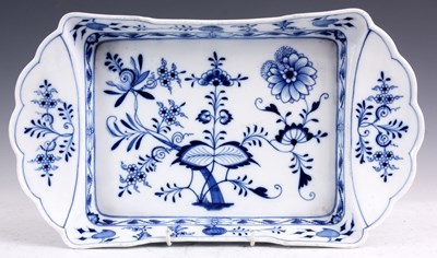 Lot 92 - A MEISSEN BLUE AND WHITE SHAPED RECTANGULAR...