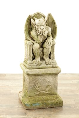 Lot 659 - A MODERN COMPOSITE STONE GARDEN STATUE MODELLED AS THE DEVIL