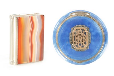 Lot 234 - AN ART DECO SILVER AND BLUE GUILLOCHE ENAMEL COMPACT