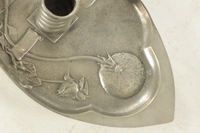 Lot 794 - AN ART NOUVEAU KAYSERZINN GERMAN PEWTER DANDELION CHAMBERSTICK