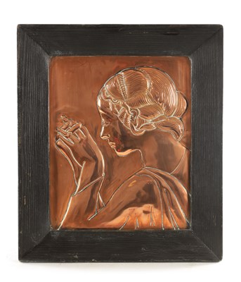 Lot 835 - AN ARTS AND CRAFTS COPPER PLAQUE