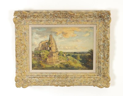 Lot 976 - WILLIAM GREAVES (1852-1938) OIL ON CANVAS - A VIEW OF KNARESBOROUGH CASTLE