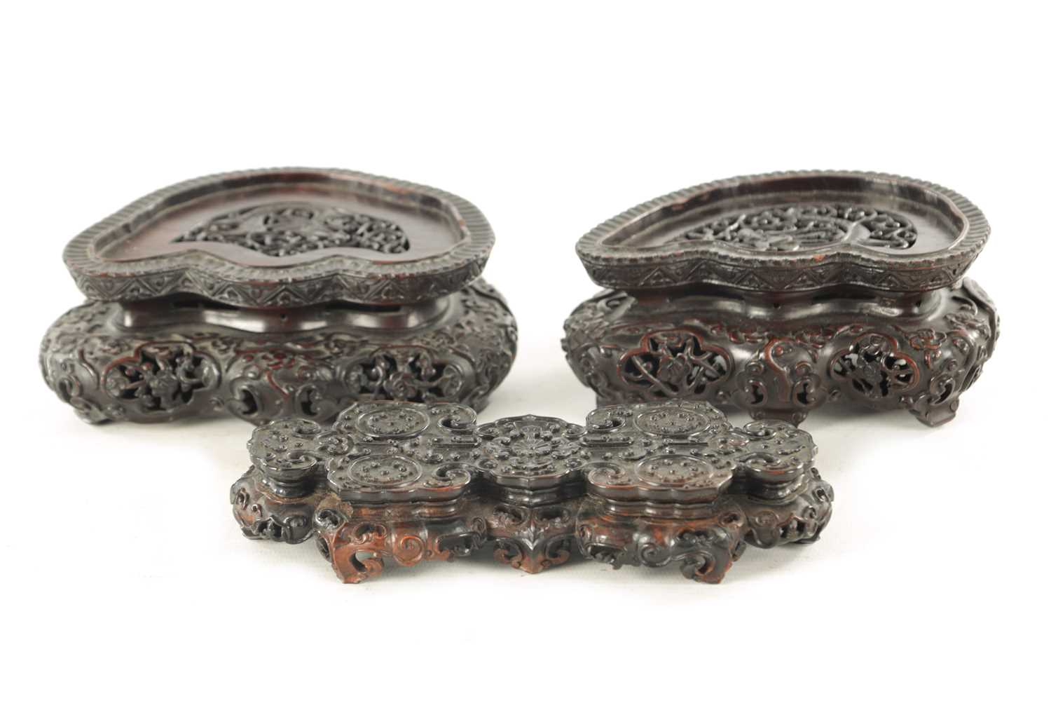 Lot 142 - A PAIR OF 19TH CENTURY CHINESE HARDWOOD STANDS AND ANOTHER