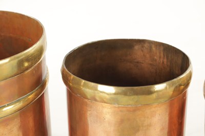 Lot 839 - A GRADUATED SET OF TEN INDIAN BRASS BOUND COPPER GRAIN MEASURES