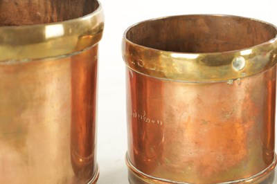 Lot 839 - A GRADUATED SET OF TEN INDIAN BRASS BOUND COPPER GRAIN MEASURES