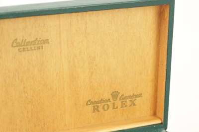 Lot AN AUTHENTIC VINTAGE GREEN LEATHER ROLEX COLLECTION CELLINI BOX