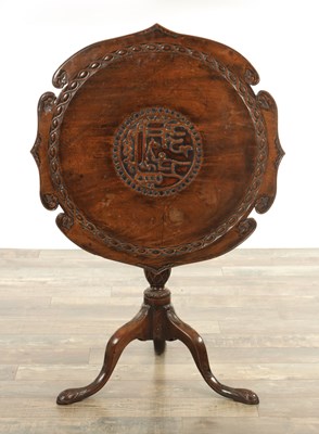 Lot 1260 - A 19TH CENTURY ANGLO CHINESE HARDWOOD TRIPOD TABLE