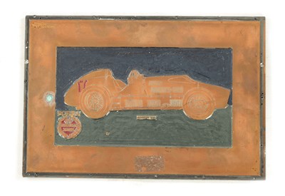 Lot 865 - AN ORIGINAL 1950’S COPPER AND LEAD PRINTING BLOCK FOR A 1951 FERRARI FOR THER WSRDS GRAND PRIX