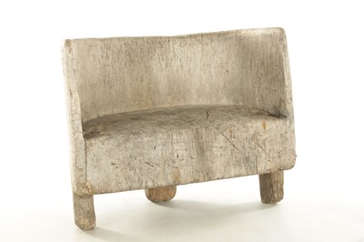 Lot 1372 - A 19TH CENTURY DUGOUT BLEACHED WOODEN CHAIR